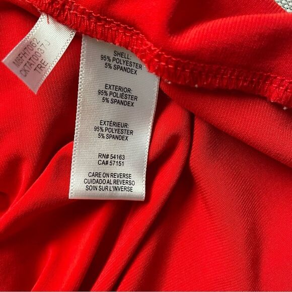 Calvin Klein Burnt Orange Notched Collar 3/4 Bell Sleeves Gold Hardware Top Sz L - Picture 7 of 7